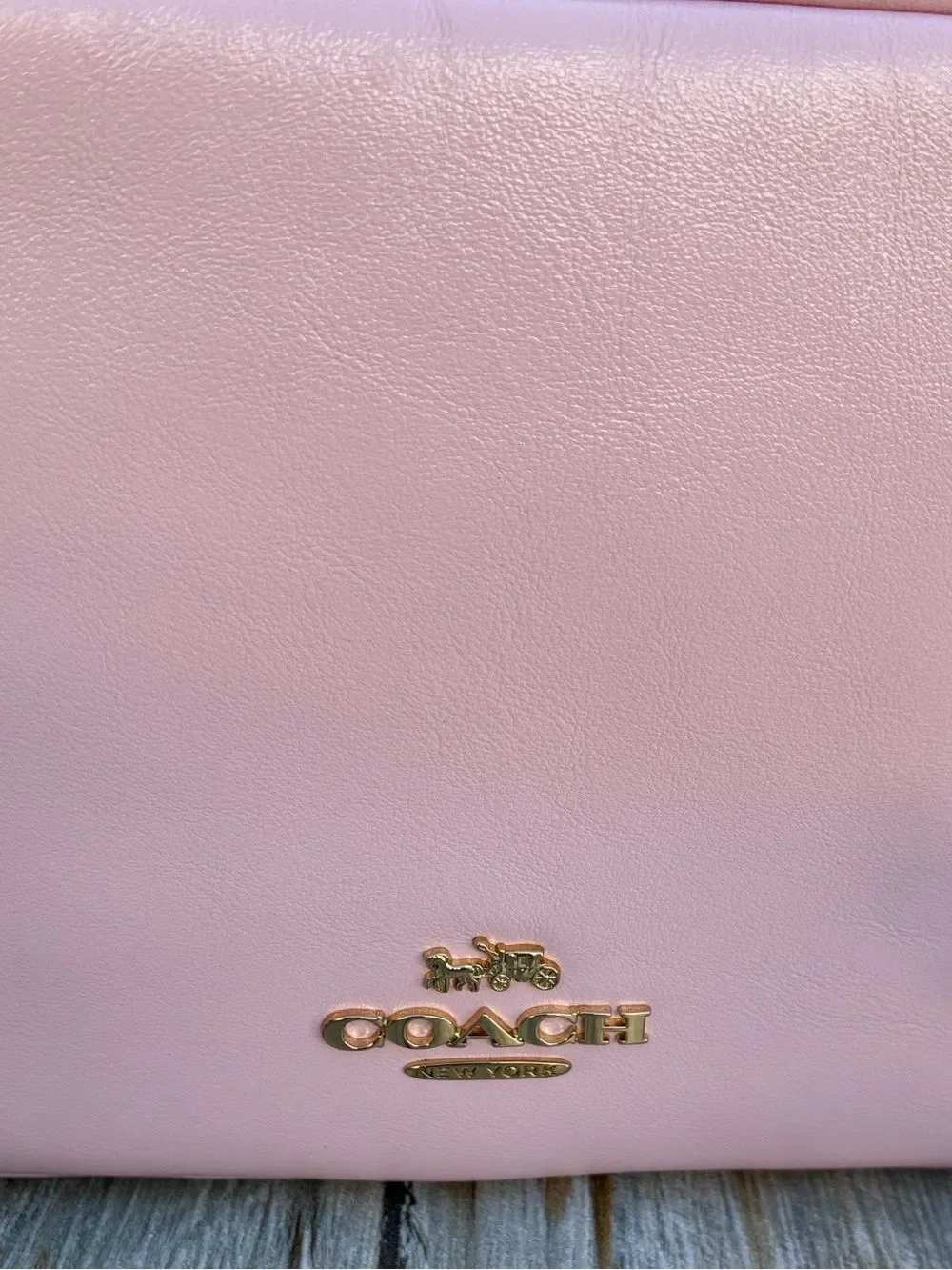 Coach Mini Carey Crossbody Bag In Light Pink Shiny Leather Purse